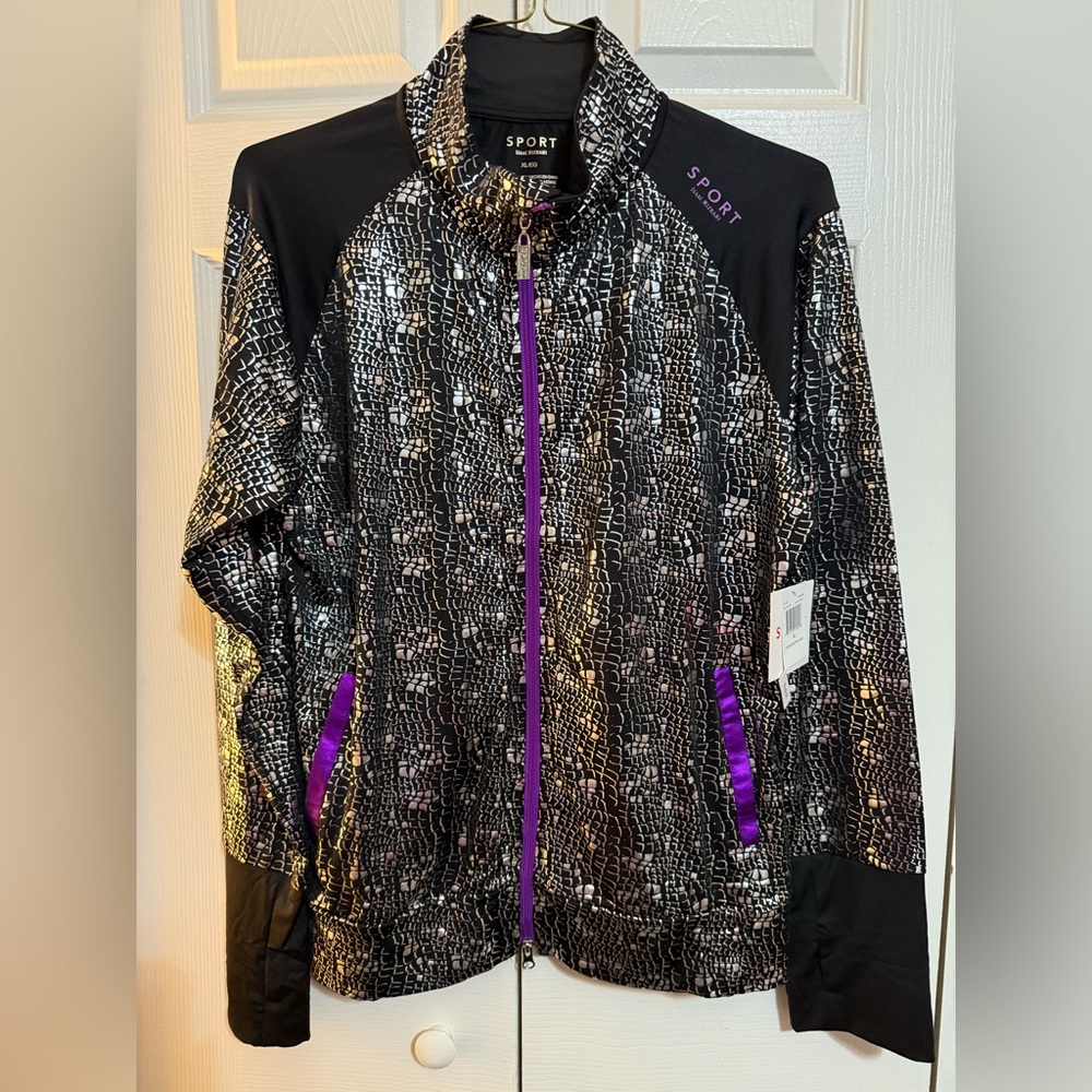Isaac Mizrahi Sport Black Top with Sliver Accents